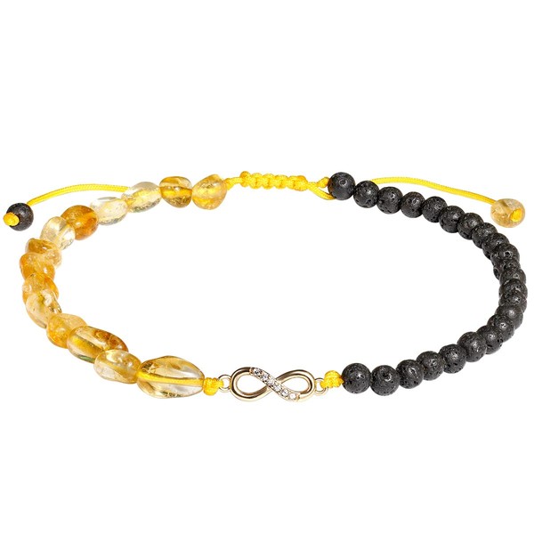 Jewboo Infinity Charm with Real Citrine Crystals/Lava Stone Anklets Essential