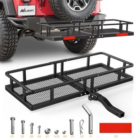 Nilight 60" x 20"x 7.87" Hitch Cargo Carrier & 5/8" Hitch Pin Clip Fits 2-Inch Receiver 500 Lbs Heavy Duty Capacity Luggage Basket Hitch Fold Up for SUV Pickup Camping Traveling,2 Years Warranty