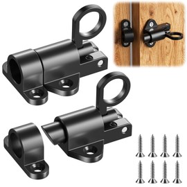 Pack of 2 automatic door latches, spring latches, lock lock, garden gate latch, push bolt with screws, sliding lock for windows, cabinet doors, garden gates, animal cages, etc