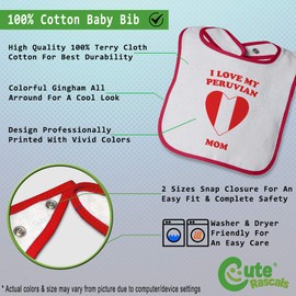 Custom Baby Bibs Burp Cloths I Love My Peruvian Mom Cotton Baby Items for Baby Girl & Boy White Red Design Only