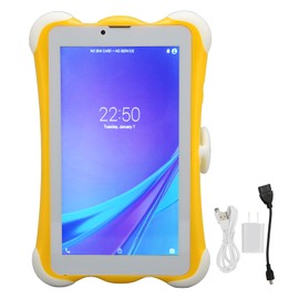 7in Kids Tablet 3GB and 32GB Dual SIM Dual Standby WiFi for Android Toddler Tablet for Reading Yellow 100‑240V US Plug