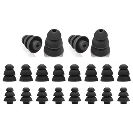 Zotech 20 Pcs Triple Flange Ear Tips Silicone Replacement Ear Buds Tips (Black)
