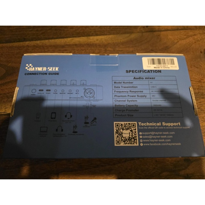 Hayner-Seek Gaming Audio Mixer with 48V Phantom, 5 Volume Sliders,