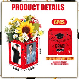Weekgrat 6 Pcs 2025 Graduation Centerpieces for Tables Graduation Centerpieces Graduation Photo Table Toppers Graduation Decorations Class of 2025 Graduation Centerpieces for Tables (Red)