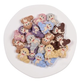 21Pcs Animal Silicone Beads Cartoon Monkey Spacer Beads Silicone Focal Beads for Jewelry Making DIY Necklaces Bracelet Keychain Lanyard Crafts Supplies