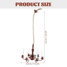 GANAZONO Dollhouse 6 Arm Candle Chandelier LED Miniature Wall Lamp Dollhouse Furniture Accessories Mini Bedroom Decor for Garden Sandbox Dollhouse Bronzing