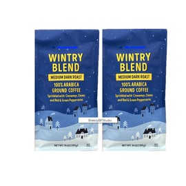 Limted Wintry Blend Medium Dark Roast Ground Coffee trader joe 14oz each,100% Arabica Coffee (Two Bags)