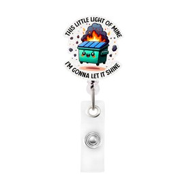 Dumpster Fire Badge Reel Funny and Cute Badge Reel Retractable Heavy Duty with 360°Swivel Carabiner Clip Cute ID Badge Holder for Nurse Worker Teacher Student Dumpster Fire Desk Accessories