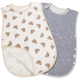 Lipilea Sleeper, Baby Gauze, 4/6 Layer, 100% Cotton, For Girls, Boys, Baby Showers, Newborns, 0-3 Years Old, 2. Bear & Night Sky (Set of 2) 4. Heavy gauze