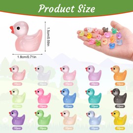 Vyuwast 150 Pcs Mini Luminous Resin Ducks Small Ducks Tiny Ducks Glow in the Dark Mini Ducks Tiny Resin Ducks Miniature Ducks for Garden Craft Dollhouse Landscape Ornament Potted Birthday Party Decor
