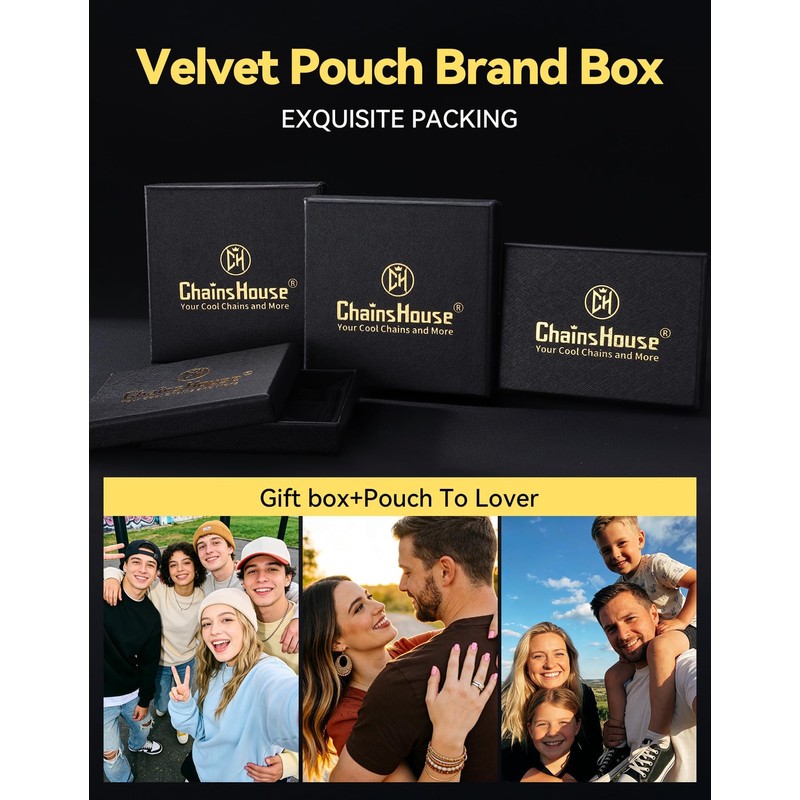 ChainsHouse Black Bracelets for Men 7mm 7.5 Inch Stainless Steel