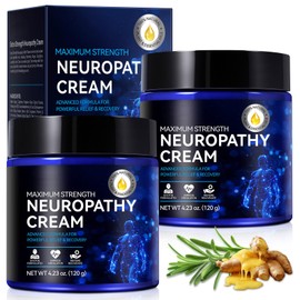 Neuropathy Relief Cream Extra Strength for Feet, Legs, Hands,Toes with Natural Turmeric, Ginger - Muscle & Joint Discomfort,Natural Muscle Massage Cream, Soothing Tingling & Nerve Sensations (2 Packs)