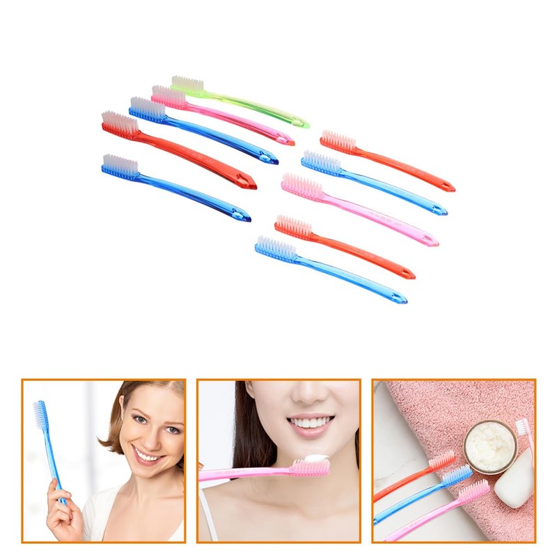 Healeved 10pcs Large Head Travel Toothbrushes for Adults Firm Plastic