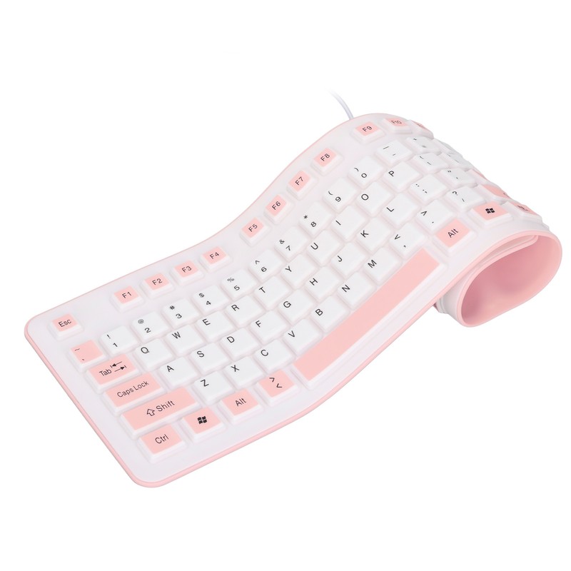 Foldable Silicone Keyboard 106 Keys Waterproof Dustproof Foldable USB Wired