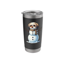 Funny Shih Tzu Dog Snowman Scarf Christmas Womens Mens Kids Stainless Steel Insulated Tumbler