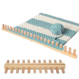 48" Chunky Blanket Loom, Foldable Chunky Knitting Loom for Blankets Making, Large Wooden Chunky Yarn Looms Wooden Peg, Portable DIY Hand Knitting Kit for Beginners, Perfect for Gifts