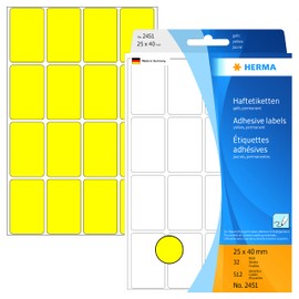 HERMA 2451 Multi-purpose labels 25x40 mm yellow paper matt hand inscription 512 pcs.