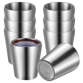 Homaisson 8 Pcs Stainless Steel Insulated Cups, 201 Metal Cups for Drinking, Double Wall Vacuum Drinking Cups, Rust-resistant and Stackable for Home Camping RV BBQ Office Party (8.8 oz)