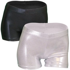 iLover Girls' Sparkle Glitter Shorts Dance and Tumbling Athletic Gymnastics Shorts Bottoms, Silver-black, 4-5T