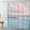 LB Teal Blue Ocean Shower Curtain for Bathroom, Pink Sky