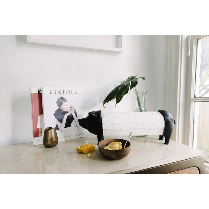 Creative Co-Op Antiqued Bronze Pig Paper Towel Holder