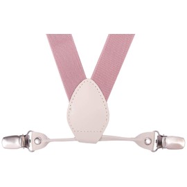 YJDS Boys Suspenders and Bowtie Set Leather Elastic for Wedding Dusty Rose Blush Pink 24''