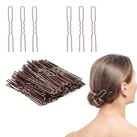 OWITER 50 PCS U Shaped Hair Pins for Bun，7 cm/2.76 Inches Hair Bun Pins，Bobby Pins French Hair Pin for Buns & Women Bun Pins Hair Pins for Buns & Women (Red Brown)
