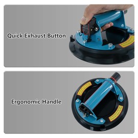 Suction Cups for Glass with Metal Handle,Vacuum Glass Suction Cups to Lift Large Glass,Heavy Duty Suction Cups Lifter,Powerful Industrial Glass Suction Cups Handle Tool for Glass,Tile, Granite，1 Pack