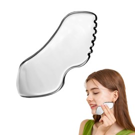 Gua Sha Facial Tool - Stainless Steel Massager for Face, Neck, Arms, Shoulders, Legs - Body Care and Skin Care Gift (Silver)
