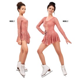 SG.MODA Figure Skating Dress/Bundle with Skate Guards/Italian Fabric, Made in Europe Style: A12 / Pink/Size: Small