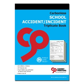 Cherry Carbonless NCR School Accident/Incident Triplicate Book A5 50 Sets