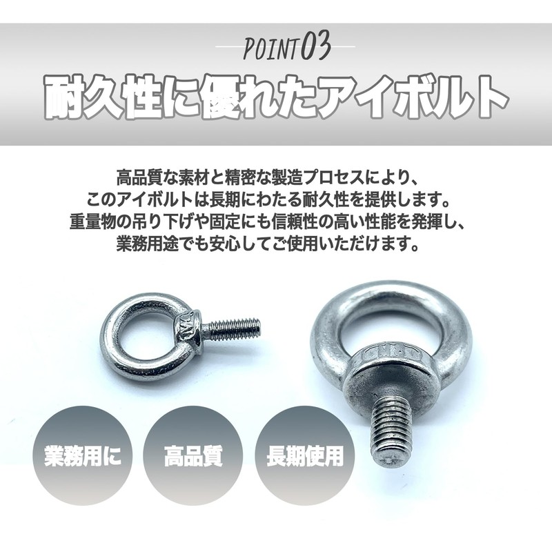 Mitoland Eye Bolts, M4 (0.4 inches (11 mm), Set of