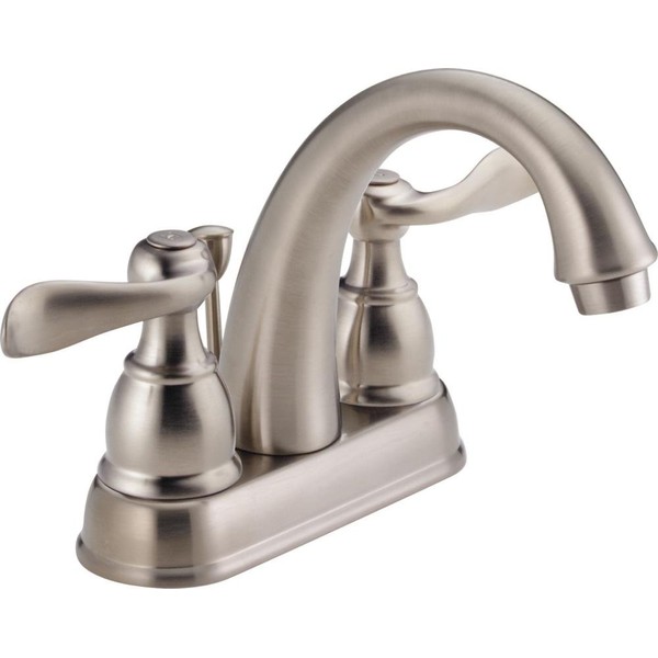 Delta Faucet Windemere Centerset Bathroom Faucet Brushed Nickel, Bathroom Sink Faucet, Metal Drain Assembly, Stainless B2596LF-SS