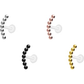 PIERCINGLINE PTFE Labret with Internal Thread Titanium Attachment 7 Balls Piercing Lip Nose Ear Helix Tragus Medusa Choice of Colours and Sizes, Titanium PTFE Titanium