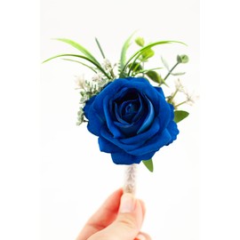 Ansofi Set of 6 Boutonniere for Best Men Groom Groomsmen Buttonholes for Wedding Party Prom Decoration (Royal Blue)