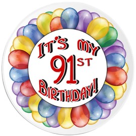 It's My 91st Birthday! - Circle Sticker Decal 3 Inch - Happy Party Balloons