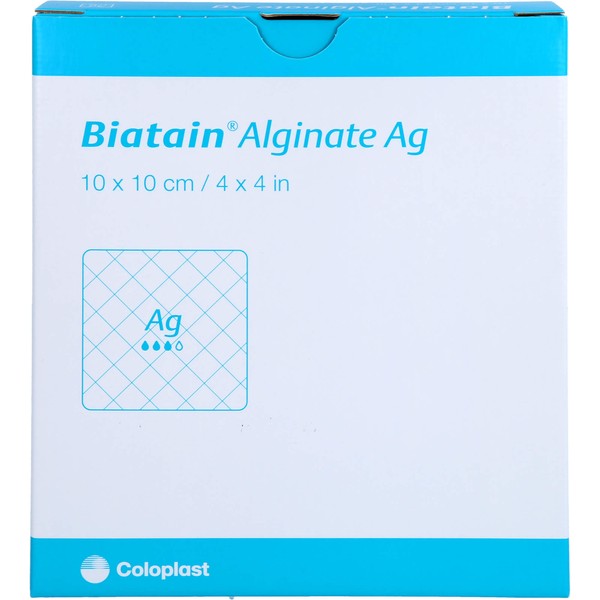 BIATAIN Alginate Ag Kompressen 10x10 cm mit Silber, 10 St KOM