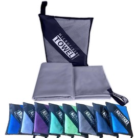 isuaia Reusable Quick Dry Beach Towels,Microfiber Travel Towel,Compressed Lightweight Bath Towel for Beach Hiking Gym Yoga Travel Sports Swimming Camping(Grey, 16"*32")