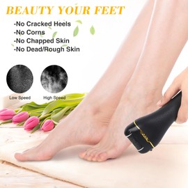 Electric Callus Remover for Feet, Rechargeable Foot Scrubber Dead Skin Removal Pedicure Tools, Portable Foot File Kits with 3 Roller Heads for Professional, Home, Travel
