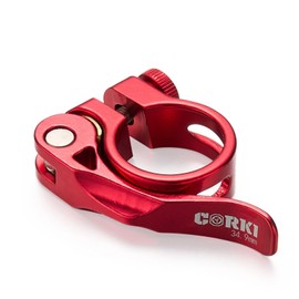 Corki Cycles Adjustable Quick Release Bicycle Seat Post Clamp 34.9 mm Aluminium Alloy Red KC89