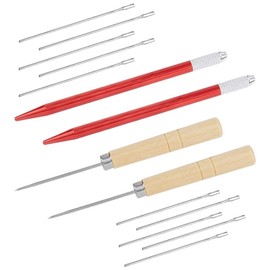 DICOSMETIC 14Pcs Rerooting Tool for Doll Hair 0.5-0.7mm Platinum Doll Knitting Needles Doll Wig Tool Accessories for Doll Breed Hair Implant Needle and Crochet Needle Brass Wood Doll Making Kit