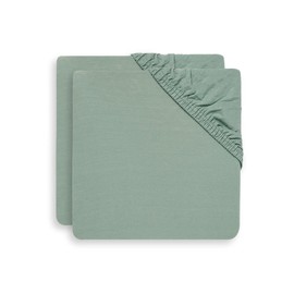 Jollein Fitted Sheet Box Spring Bed Jersey 75 x 95 cm – Ash Green – Pack of 2