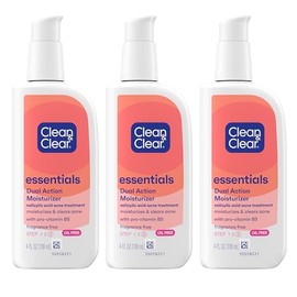 Clean & Clear Essentials Dual Action Oil-Free Facial Moisturizer, Salicylic Acid Acne Treatment with Pro-Vitamin B5 Moisturizes While Treating Acne & 