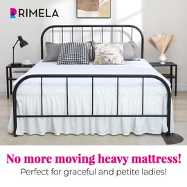RIMELA White Bed Skirts with Split Corners Queen Size 18 Inch Drop,Elastic Bed Skirting Wrap Around, Easy Install Dust Ruffles Soft Fabric Machine Washable
