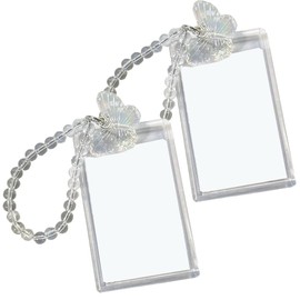 CAILAIDIAN 2 Pcs Acrylic Kpop Photocard Holder Crystal Butterfly 3 Inch Credit ID Badge Holder Bank Card Keychain Cute Girl's Bus Card Student Card Pendant Keychain