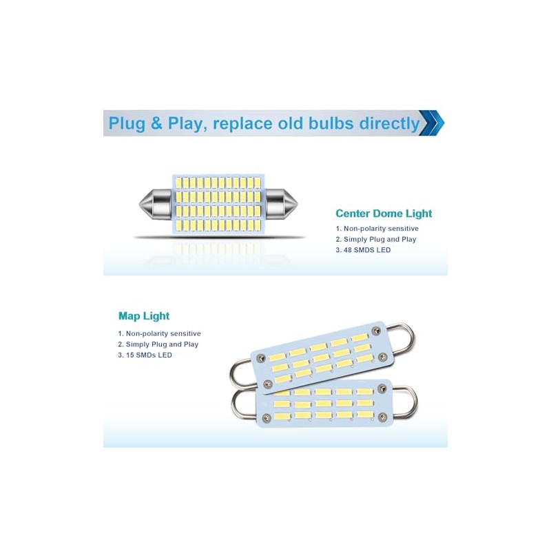 MoriNed Interior LED Map Dome Light Bulbs Kit Compatible with