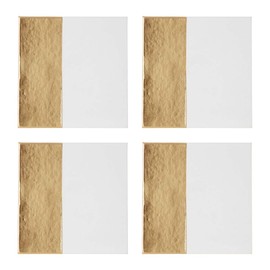 Geome Dipped Coasters, Square, Leather Effect / White & Gold, Set of 4
