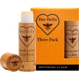 Bee Bella: bálsamos labiales – con cera de abejas, aceite de coco, aceite de jojoba, aceite de vitamina E, aceite de argán y más para labios suaves y lisos, humedad de larga duración, hecho a mano en los Estados Unidos (sin sabor, 3 unidades)