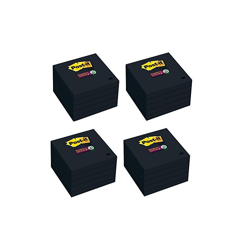 Super Sticky Notes, 2X Sticking Power, 3 x 3-Inches, Black,
