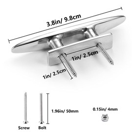 KAHACIYO Boat Cleat Open Base Boat Cleat 4 inch, Dock Cleat 316 Stainless Marine Grade Steel, Highly Polished Include Installation Accessories Screws
